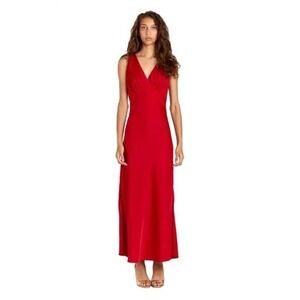 ROMY The Brand Alexis Dress Red V-Neck Ruched Bust Sleeveless Maxi Womens Medium